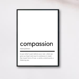 Compassion Definition, Printable Wall Art, Compassion Poster, Compassion Quote, Compassion Printable, Compassion Wall Art, Wall Decor