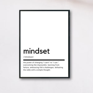 Mindset Definition, Printable Wall Art, Mindset Poster, Mindset Quote, Mindset Printable, Mindset Lover Gift, Mindset Wall Art, Wall Decor