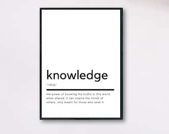 Knowledge Definition, Printable Wall Art, Knowledge Poster, Knowledge Quote, Knowledge Printable, Knowledge Wall Art, Wall Decor