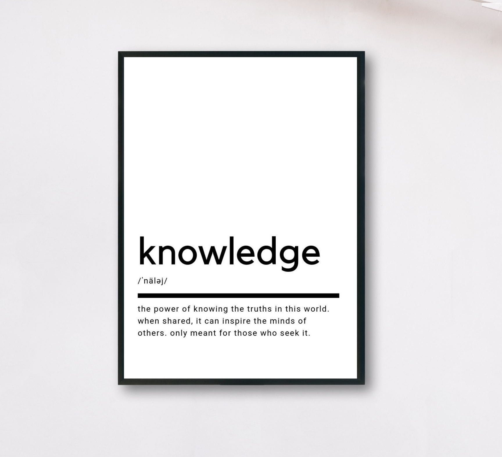 Knowledge Definition Printable Wall Art Knowledge Poster Etsy