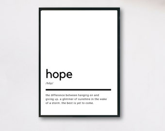 Hope Definition, Printable Wall Art, Hope Print, Hope Printable, Hope Lover Gift, Hope Wall Art, Wall Decor