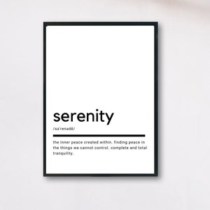 Definición de serenidad, arte de pared imprimible, póster de serenidad, cita de serenidad, imprimible de serenidad, regalo de serenidad, arte de pared de serenidad, decoración de pared
