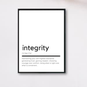 Integrity Definition, Printable Wall Art, Integrity Poster, Integrity Quote, Integrity Printable, Integrity Wall Art, Wall Decor