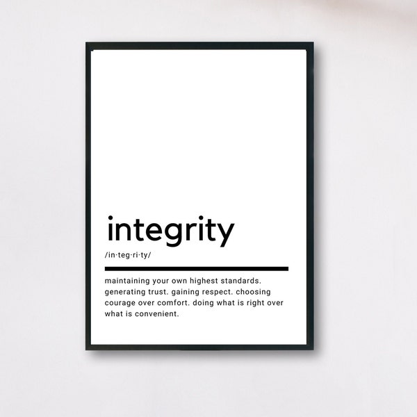 Integrity Definition, Printable Wall Art, Integrity Poster, Integrity Quote, Integrity Printable, Integrity Wall Art, Wall Decor