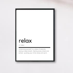 Relax Definition, Printable Wall Art, Relax Poster, Relax Quote, Relax Printable, Relax Gift, Home Wall Art, Wall Decor