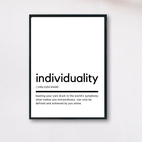 Individuality Definition, Printable Wall Art, Individuality Poster, Individuality Quote, Individuality Gift, Wall Art, Wall Decor