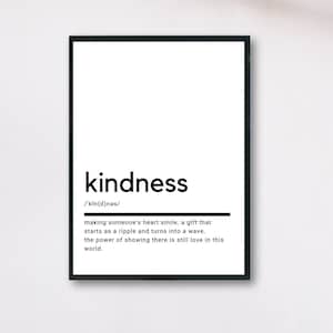 Kindness Definition, Printable Wall Art, Kindness Poster, Kindness Quote, Kindness Printable, Kindness Gift, Kindness Wall Art, Wall Decor