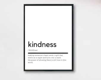Kindness Definition, Printable Wall Art, Kindness Poster, Kindness Quote, Kindness Printable, Kindness Gift, Kindness Wall Art, Wall Decor