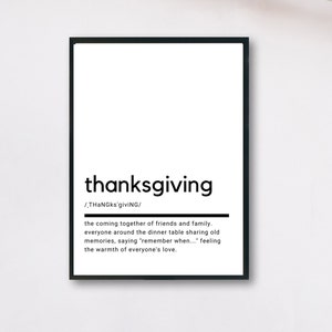 Thanksgiving Definition, Printable Wall Art, Thanksgiving Poster, Thanksgiving Quote, Printable, Gift, Home Wall Art, Wall Decor