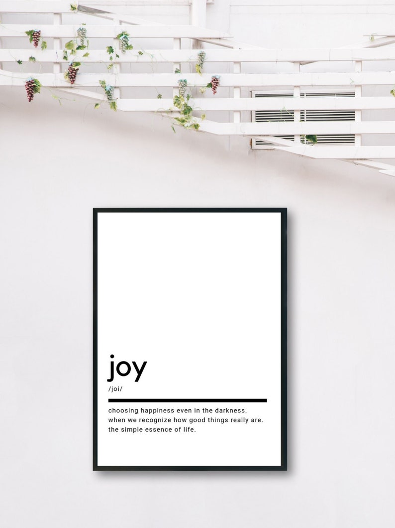Joy Definition Printable Wall Art Joy Poster Joy Quote Joy Etsy