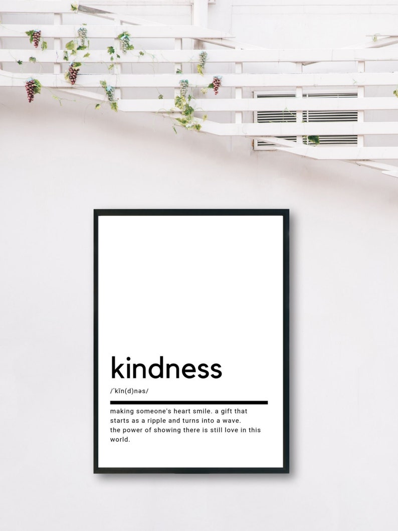 Kindness Definition Printable Wall Art Kindness Poster Etsy
