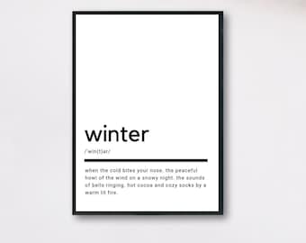 Winter Definition, Printable Wall Art, Winter Poster, Winter Quote, Winter Printable, Winter Lover Gift, Winter Wall Art, Wall Decor