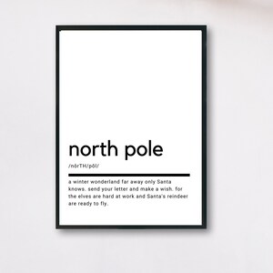 North Pole Definition, Printable Wall Art, North Pole Poster, North Pole Quote, North Pole Printable, North Pole Gift, Wall Art, Wall Decor