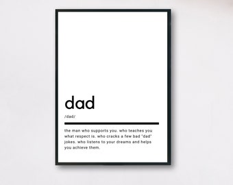 Dad Definition, Printable Wall Art, Dad Print, Dad Poster, Funny Dad Quote, Dad Printable, Dad Gift, Dad Wall Art, Wall Decor