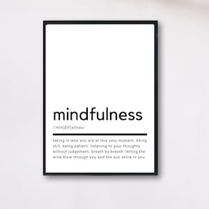 Definizione di Mindfulness, Arte murale stampabile, Poster di Mindfulness, Citazione di Mindfulness, Stampabile, Regalo di Mindfulness, Arte murale, Decorazione murale