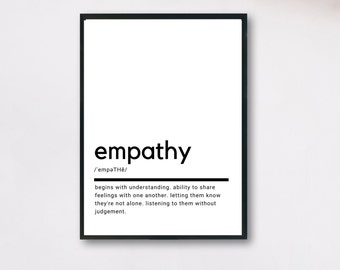Empathy Definition, Printable Wall Art, Empathy Poster, Empathy Quote, Empathy Printable, Empathy Lover Gift, Empathy Wall Art, Wall Decor