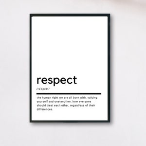 Respect Definition, Printable Wall Art, Respect Poster, Respect Quote, Respect Printable, Respect Gift, Respect Wall Art, Wall Decor