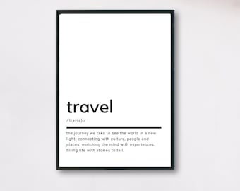 Travel Definition, Printable Wall Art, Travel Poster, Travel Quote, Travel Printable, Travel Lover Gift, Travel Wall Art, Wall Decor