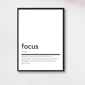 Focus Definition, Printable Wall Art, Focus Poster, Focus Quote, Focus Printable, Focus Gift, Focus Wall Art, Wall Decor
