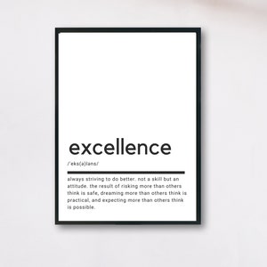 Excellence Definition, Printable Wall Art, Home Poster, Excellence Quote, Excellence Printable, Home Wall Art, Wall Decor
