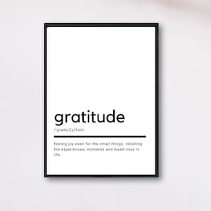 Gratitude Definition, Printable Wall Art, Gratitude Poster, Gratitude Quote, Gratitude Gift, Gratitude Wall Art, Wall Decor