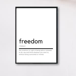 Freedom Definition, Printable Wall Art, Freedom Poster, Freedom Quote, Freedom Printable, Freedom Gift, Freedom Wall Art, Wall Decor