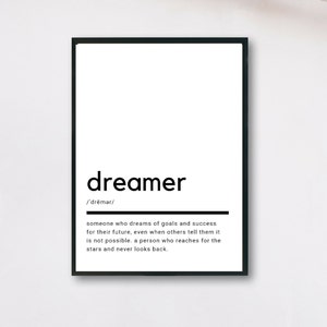 Dreamer Definition, Printable Wall Art, Dreamer Print, Dreamer Printable, Dreamer Lover Gift, Dreamer Wall Art, Wall Decor