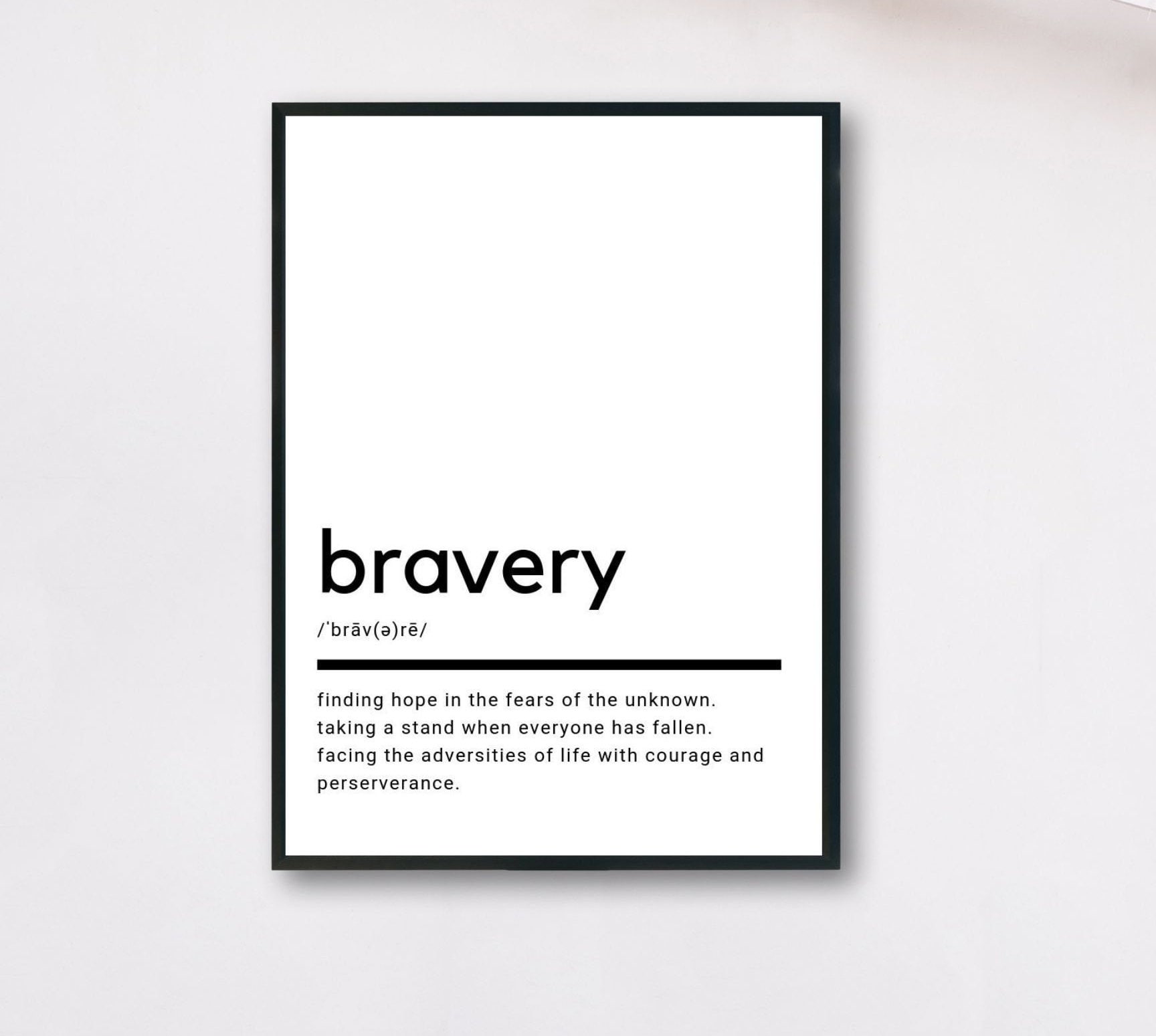 Bravery Definition, Printable Wall Art, Bravery Poster, Bravery Quote,  Bravery Printable, Bravery Gift, Bravery Wall Art, Wall Decor 