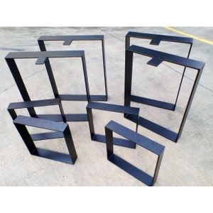 Hoop / box square metal table legs. Raw industrial look or Powdercoated. MADE TO ORDER Metal table legs, coffee hall bar dining table