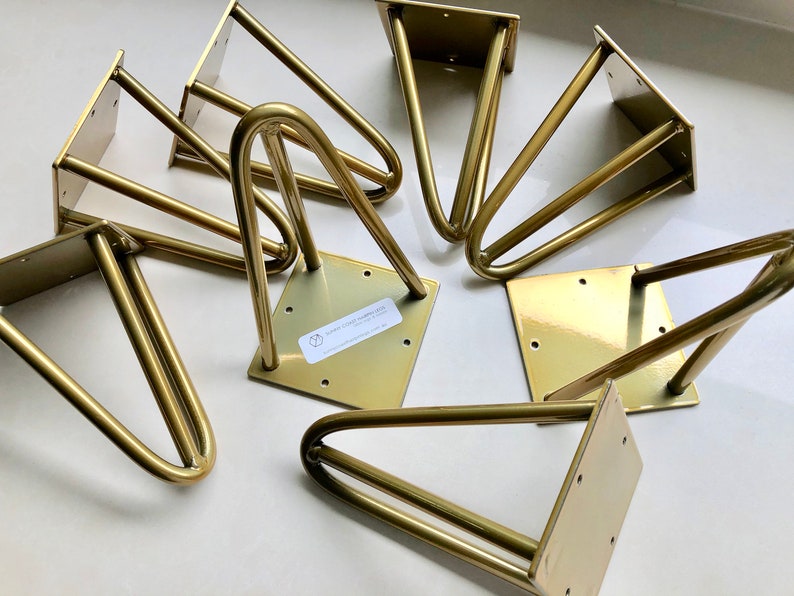 Hairpin Legs Set of 4 Polished Brass / Gold 2 & 3 Rod Etsy Australia
