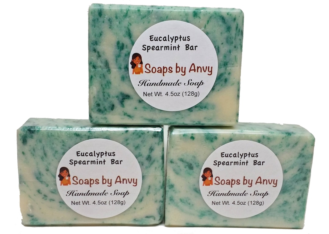 Natural Handmade Soap Eucalyptus Spearmint Bar - 3 Bars - Etsy