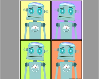 Retro Pop Art Robots 11x14 Digital Download