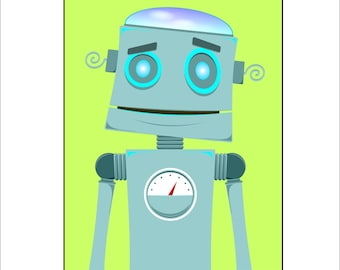 Retro Pop Art Robots, set of four 11x14 Digital Download