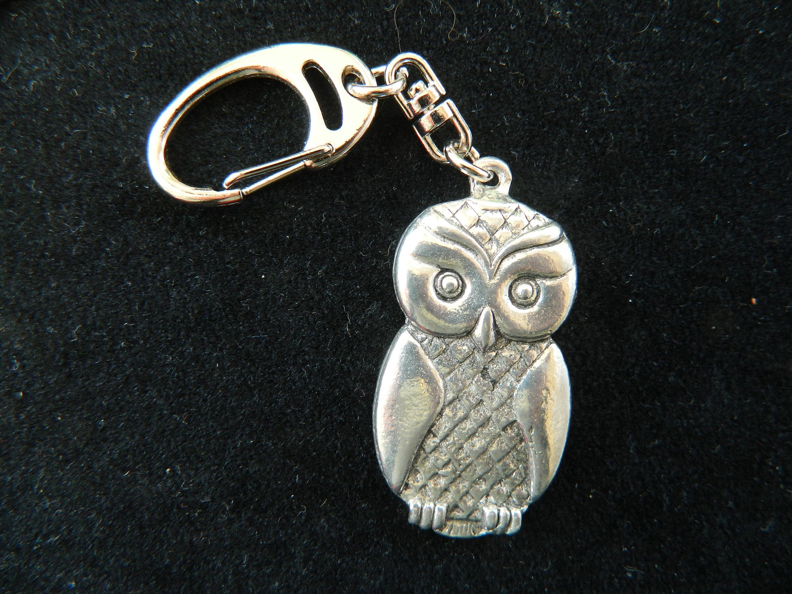 Stylised owl pewter key fob/chain Etsy