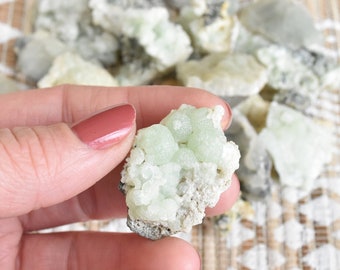 Raw PREHNITE crystal pieces - Medium. Rough stone chunks and pieces. Upper New Street Quarry, Paterson, New Jersey, NJ.