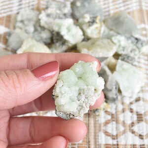 Surowe kryształy PREHNITE - Średnie. Surowe bryły i kawałki kamienia. Upper New Street Quarry, Paterson, New Jersey, NJ.