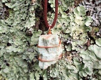 Feldspar Choker, green raw feldspar, trendy wire wrapped statement jewelry piece