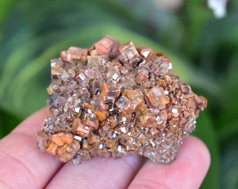 Lustrous Vanadinite crystal cluster. Brown crystal cluster from Mibladen, Morocco.