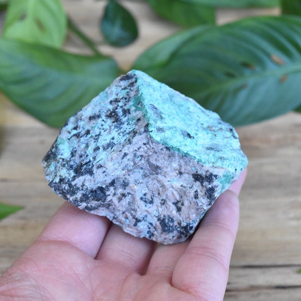 Raw Chrysocolla and Malachite specimen. Rough and natural blue and green crystal chunk from Artizona.