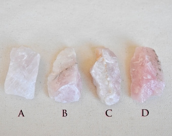 Raw rose quartz crystal. Small/Medium size cabinet piece. Natural pink crystal chunk.
