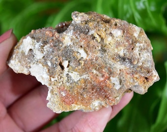 Tiny Vanadinite Crystals on druzy quartz, barite, and some dendrites from Mibladen, Morocco