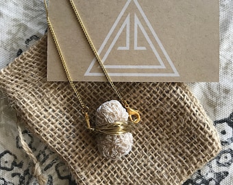 Desert Rose necklace, white gypsum in gold plated chain necklace, crystal jewelry