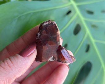 Red Hematite Included Quartz Cluster with Iron Oxide. Unique crystal from Morocco.