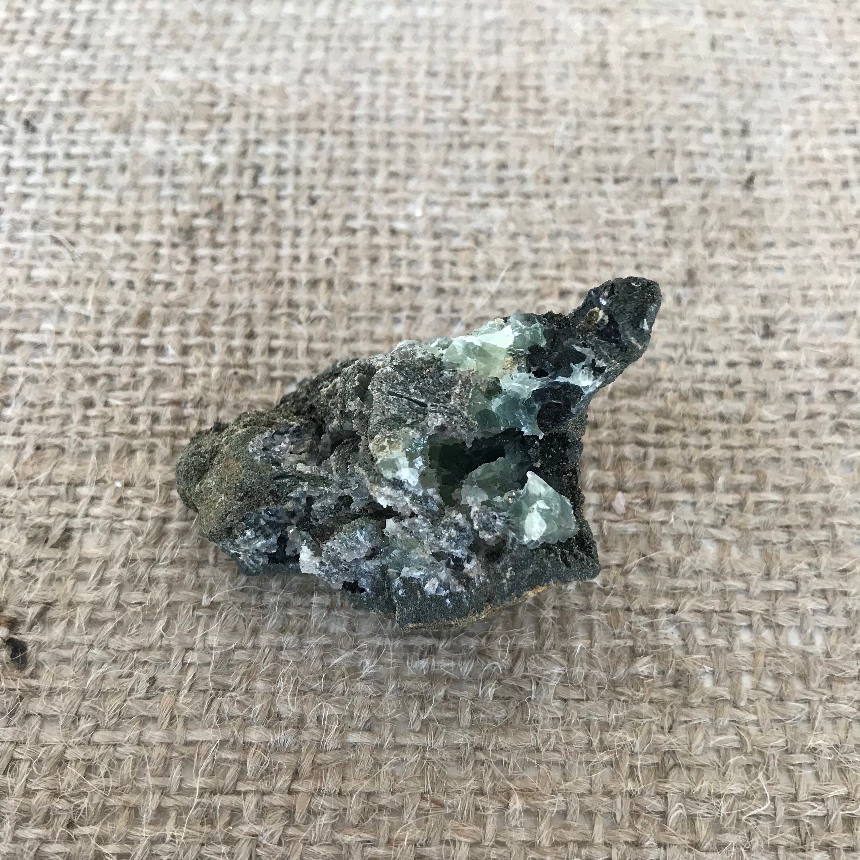 RARE pumpellyite and prehnite specimen. Lower New Street Quarry. Small