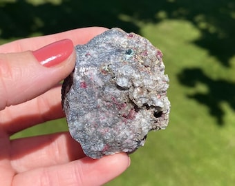 PINK ERYTHRITE and Quartz Crystal Cluster from Morocco.
