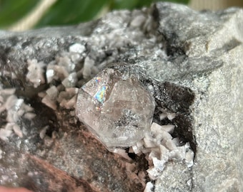 Beautiful Petroleum Included Herkimer Diamond Crystals and Dolomite on Matrix. Middleville, New York - ET130