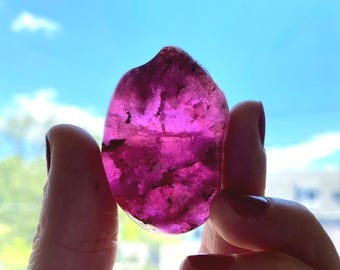 Ultra RARE 180 ct LARGE RUBELLITE / Pink Tourmaline. Freeform Polished pink crystal - ET122