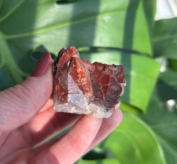 Red Hematite Quartz Cluster From