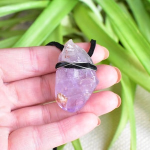Amethyst crystal point Choker/Necklace wrapped in stainless steel wire, high quality crystal, boho rave jewelry, handmade.