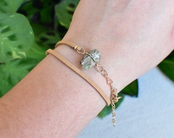 Opal Wrap Around Bracelet Wrapped in 14K Gold Filled wire. Unique boho rave jewelry, rough natural gemstone. Trendy fashion statement